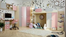Детская комната Грэйси (Розовый/Серый/корпус Клен) в Кемерово - kemerovo.katalogmebeli.com | фото