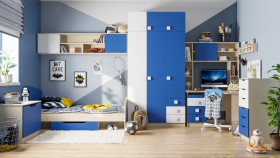 Детская комната Скай (Синий/Белый/корпус Клен) в Кемерово - kemerovo.katalogmebeli.com | фото