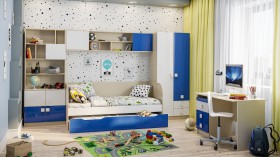 Детская комната Скай Люкс (Синий/Белый/корпус Клен) в Кемерово - kemerovo.katalogmebeli.com | фото