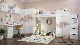 Детская комната Совушки (Белый/корпус Выбеленное дерево) в Кемерово - kemerovo.katalogmebeli.com | фото