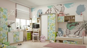 Детская комната Твит (Белый/Зеленый/корпус Клен) в Кемерово - kemerovo.katalogmebeli.com | фото