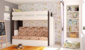 Кровать с диваном 75 Карамель Атлант (Венге Магия /Сосна Карелия/Савана) в Кемерово - kemerovo.katalogmebeli.com | фото