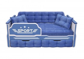 Кровать 170 серии Спорт 2 ящика 85 Синий (подушки) в Кемерово - kemerovo.katalogmebeli.com | фото