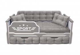 Кровать 190 серии Спорт 2 ящика 45 Серый (подушки) в Кемерово - kemerovo.katalogmebeli.com | фото