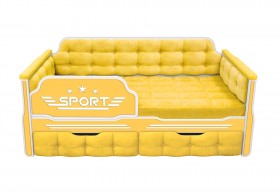 Кровать 190 серии Спорт 2 ящика 74 Жёлтый (мягкие боковые накладки) в Кемерово - kemerovo.katalogmebeli.com | фото