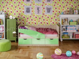 Кровать Бабочки 1,6м (Салатовый металлик) в Кемерово - kemerovo.katalogmebeli.com | фото