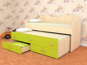 Кровать детская Нимфа двухместная 2.0 Дуб молочный/Лайм в Кемерово - kemerovo.katalogmebeli.com | фото