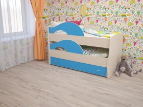 Кровать детская Радуга 1600 Млечный дуб/Голубой в Кемерово - kemerovo.katalogmebeli.com | фото