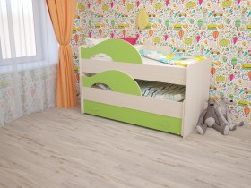 Кровать детская Радуга 1600 Млечный дуб/Салатовый в Кемерово - kemerovo.katalogmebeli.com | фото