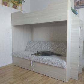 Кровать двухъярусная с диваном (Беленый дуб) в Кемерово - kemerovo.katalogmebeli.com | фото