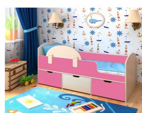 Кровать Малыш-мини Дуб молочный/Розовый в Кемерово - kemerovo.katalogmebeli.com | фото