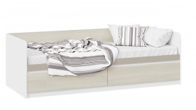 Кровать «Сканди» с 2 ящиками Дуб Гарден/Белый/Глиняный серый в Кемерово - kemerovo.katalogmebeli.com | фото