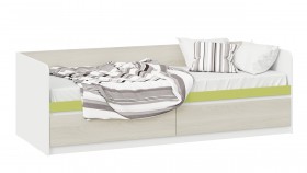 Кровать «Сканди» с 2 ящиками Дуб Гарден/Белый/Зеленый в Кемерово - kemerovo.katalogmebeli.com | фото