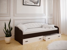 Кровать Софа-7 с мягкой спинкой (800х1900) Венге/ Белый в Кемерово - kemerovo.katalogmebeli.com | фото