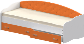 Кровать Софа-7 с мягкой спинкой (800х2000) Белый/Оранжевый в Кемерово - kemerovo.katalogmebeli.com | фото