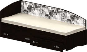 Кровать Софа-9 с мягкой спинкой с рисунком Милана (900х1900) Венге в Кемерово - kemerovo.katalogmebeli.com | фото