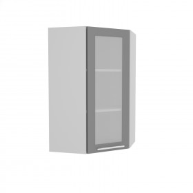 Квадро ВПУС 550 шкаф верхний угловой со стеклом высокий (Лунный свет/корпус Серый) в Кемерово - kemerovo.katalogmebeli.com | фото