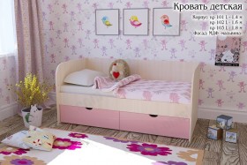 Мальвина Кровать детская 2 ящика 1.6 Розовыйй глянец в Кемерово - kemerovo.katalogmebeli.com | фото