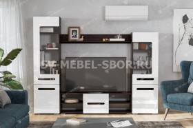 Мебель для гостиной МГС 6 (Исполнение 1/Венге/Белый глянец) в Кемерово - kemerovo.katalogmebeli.com | фото