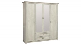 Шкаф для одежды "Сохо" (бетон пайн белый/2 ящика/зеркало) в Кемерово - kemerovo.katalogmebeli.com | фото