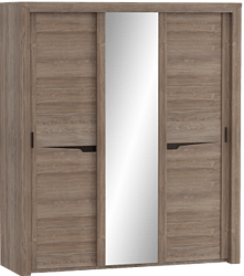 Шкаф трехдверный Соренто с раздвижными дверями Дуб стирлинг/Кофе структурный матовый в Кемерово - kemerovo.katalogmebeli.com | фото