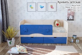 Техно Кровать детская 2 ящика 1.8 Синий глянец в Кемерово - kemerovo.katalogmebeli.com | фото